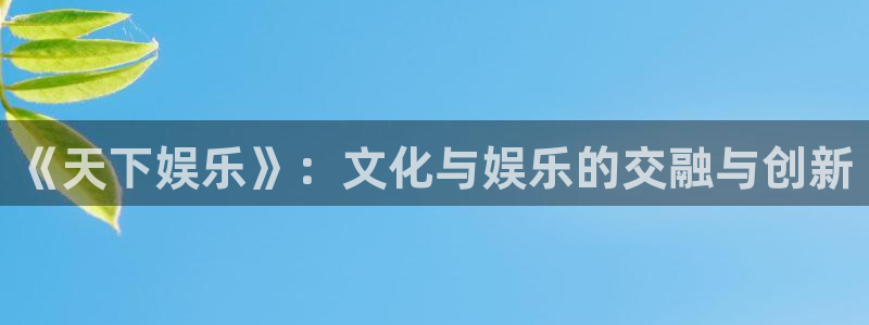 永利皇官登陆：《天下娱乐》：文化与娱乐的交融与创新